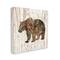 Stupell Industries Forest Bear Watercolor Silhouette Rustic Grain Pattern Canvas Wall Art